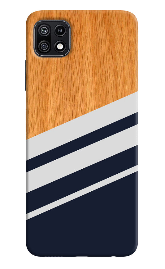 Blue and white wooden Samsung F42 5G Hard Case Back Cover by Casekaro