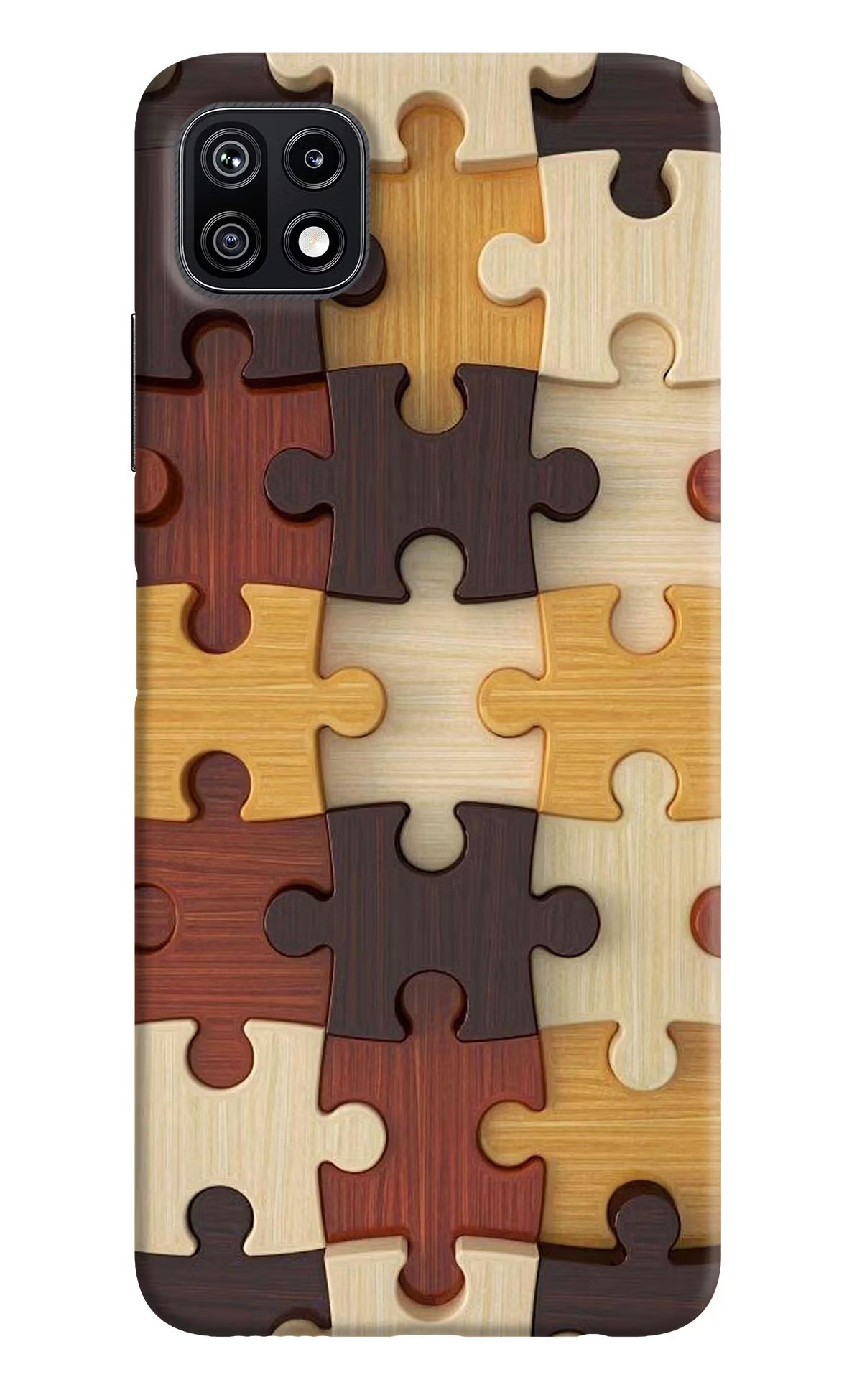 Wooden Puzzle Samsung F42 5G Hard Case Back Cover by Casekaro