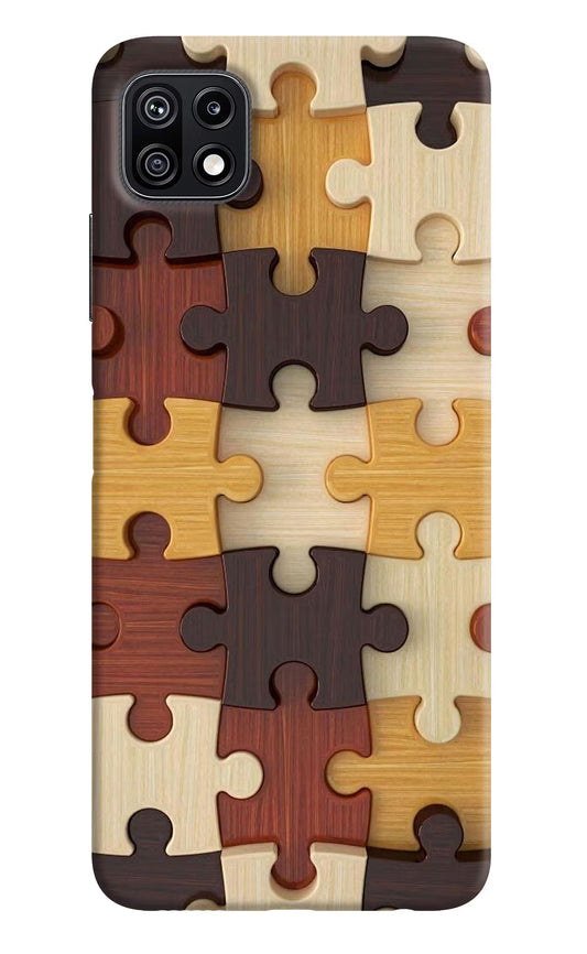 Wooden Puzzle Samsung F42 5G Hard Case Back Cover by Casekaro