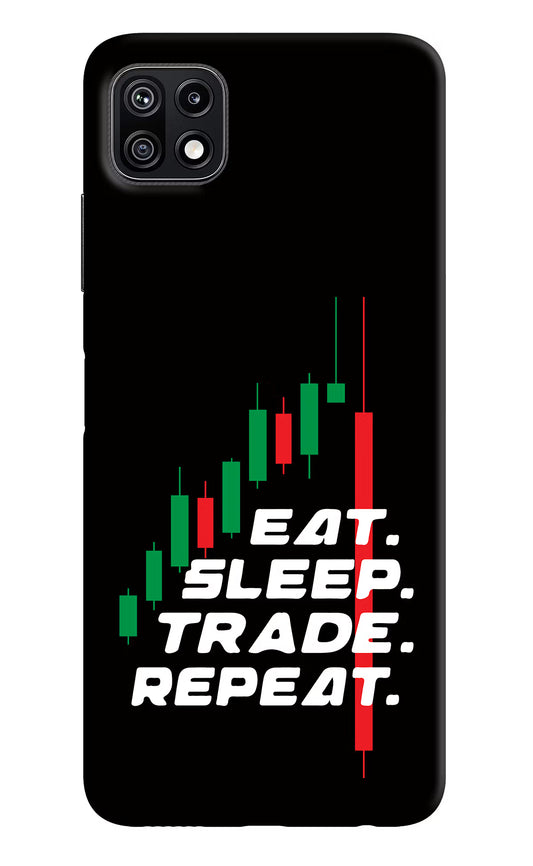 Eat Sleep Trade Repeat Samsung F42 5G Hard Case Back Cover by Casekaro