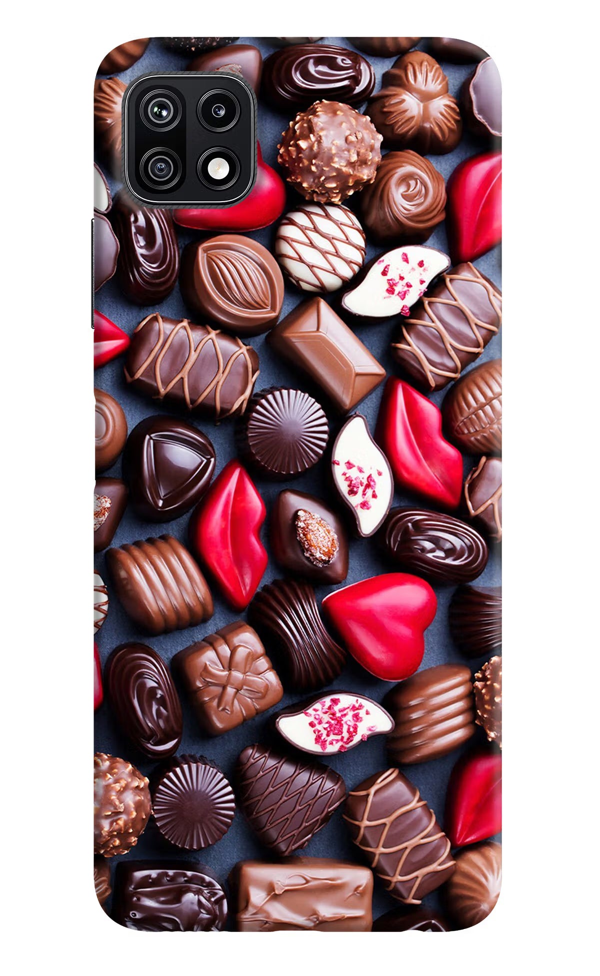 Chocolates Samsung F42 5G Hard Case Back Cover by Casekaro
