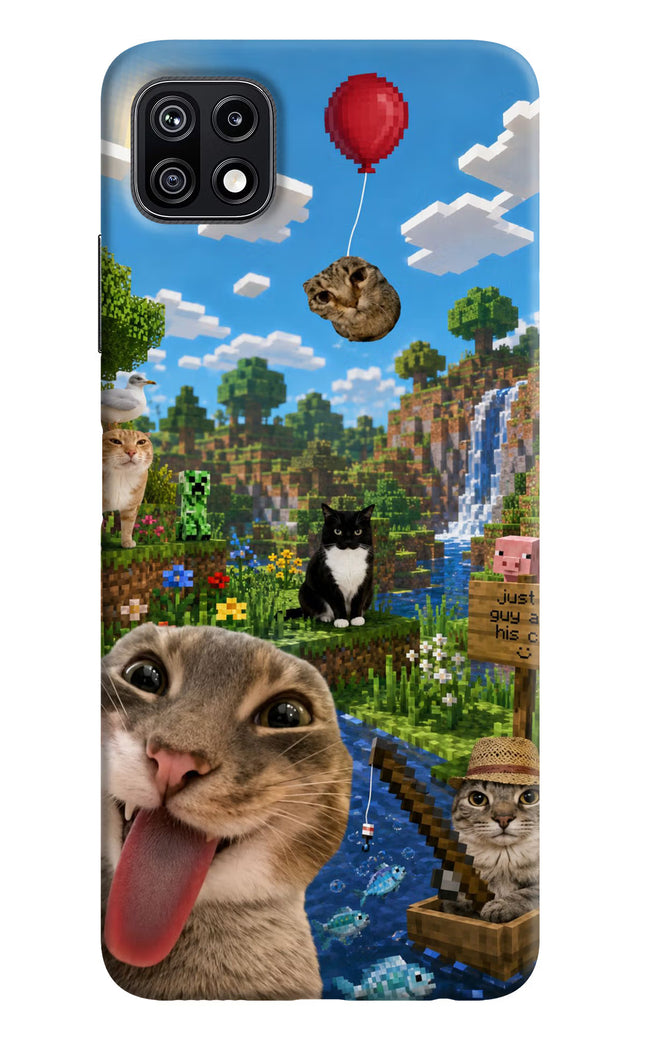 Minecraft Cat Chaos Samsung F42 5G Hard Case Back Cover by Casekaro