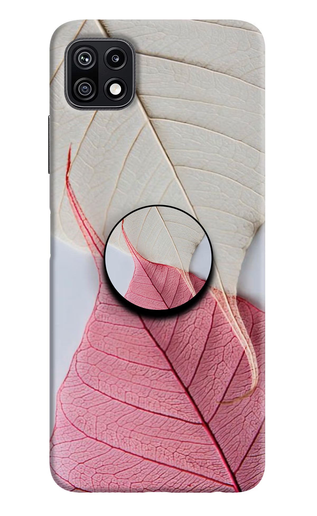 White Pink Leaf Samsung F42 5G Pop Case by Casekaro