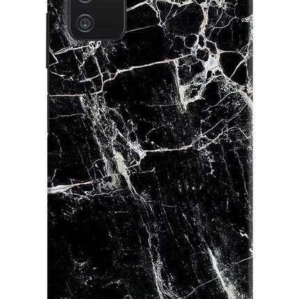 Black Marble Texture Samsung A03s Hard Case Back Cover by Casekaro