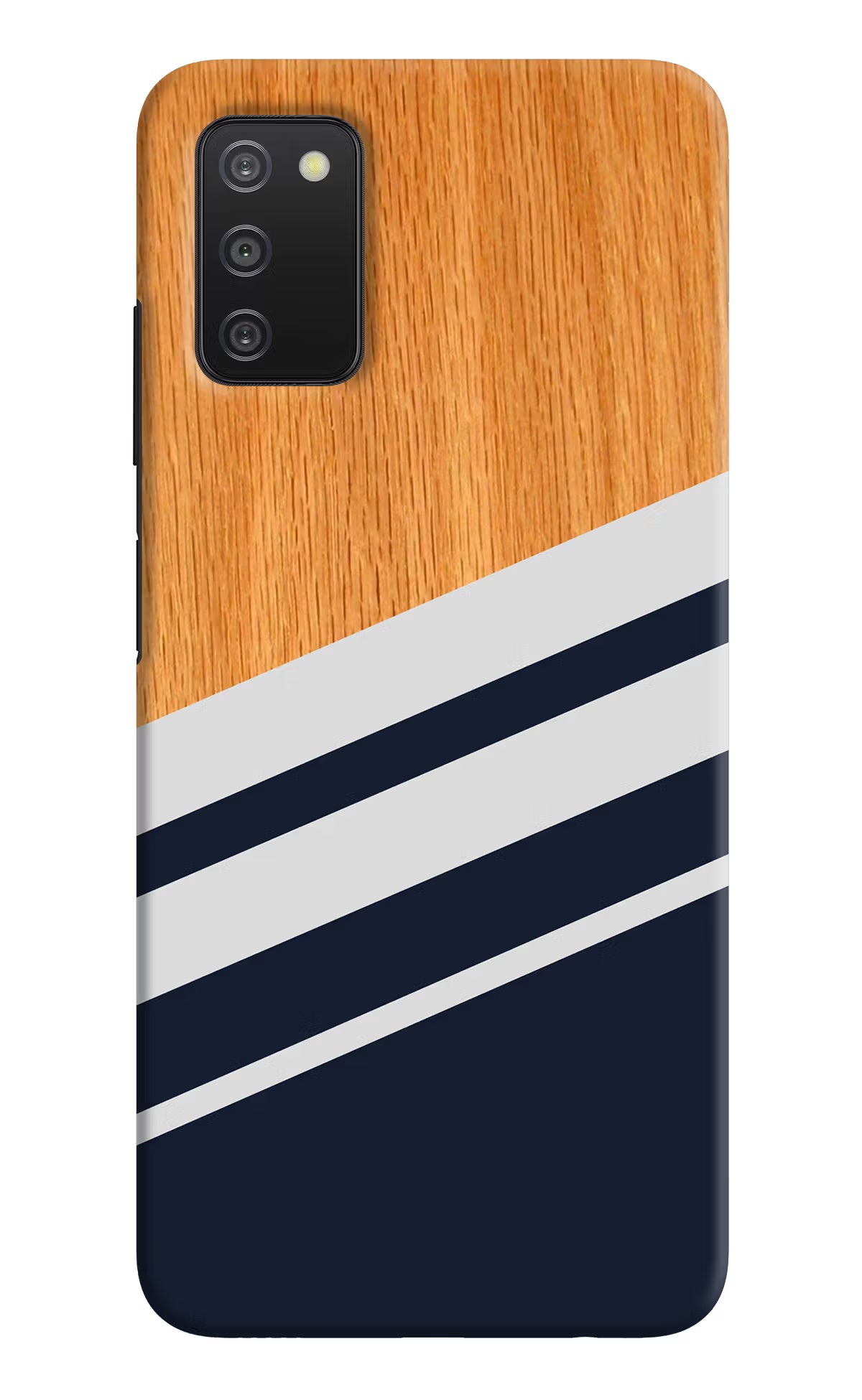 Blue and white wooden Samsung A03s Hard Case Back Cover by Casekaro
