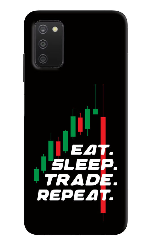 Eat Sleep Trade Repeat Samsung A03s Hard Case Back Cover by Casekaro