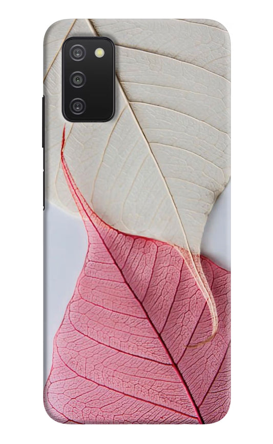 White Pink Leaf Samsung A03s Hard Case Back Cover by Casekaro