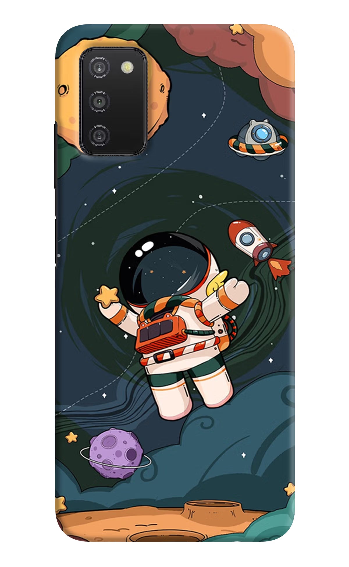 Cartoon Astronaut Samsung A03s Hard Case Back Cover by Casekaro