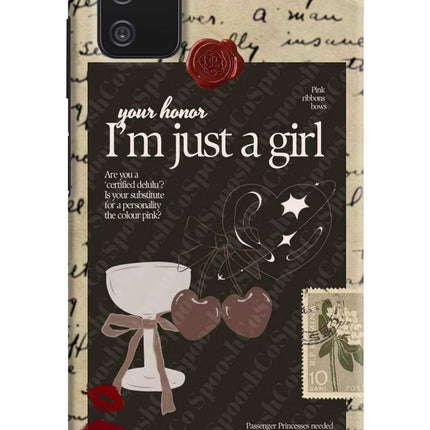 I am just a girl Samsung A03s Hard Case Back Cover by Casekaro