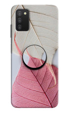 White Pink Leaf Samsung A03s Pop Case by Casekaro