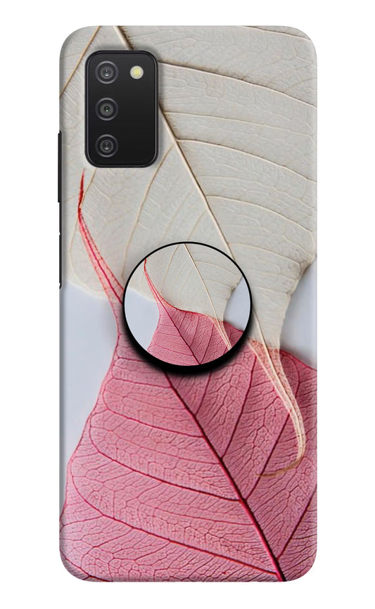 White Pink Leaf Samsung A03s Pop Case by Casekaro