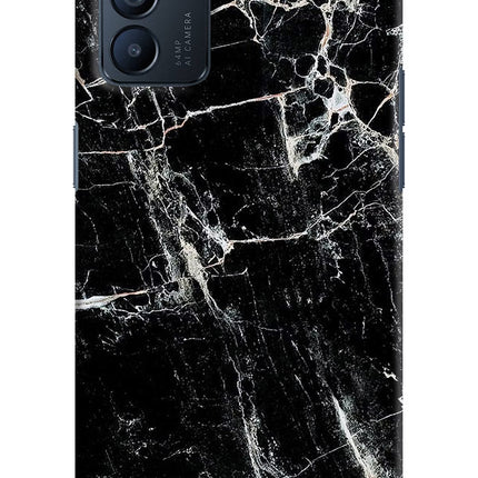 Black Marble Texture Oppo Reno6 5G Hard Case Back Cover by Casekaro