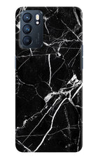 Black Marble Pattern Oppo Reno6 5G Hard Case Back Cover by Casekaro