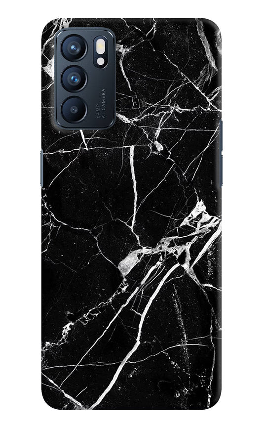 Black Marble Pattern Oppo Reno6 5G Hard Case Back Cover by Casekaro