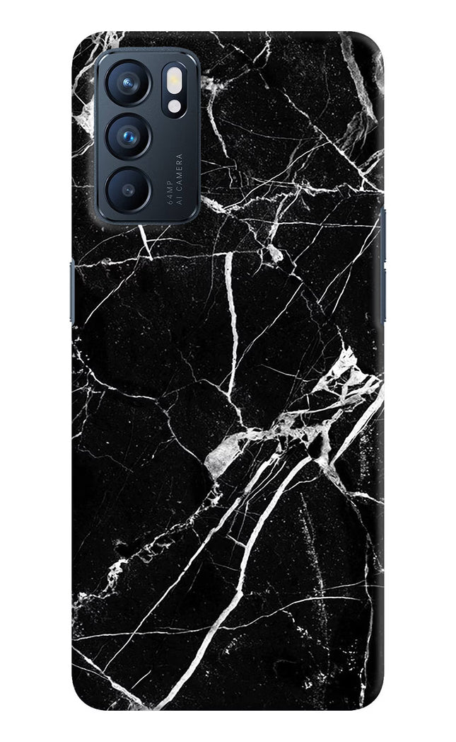 Black Marble Pattern Oppo Reno6 5G Hard Case Back Cover by Casekaro