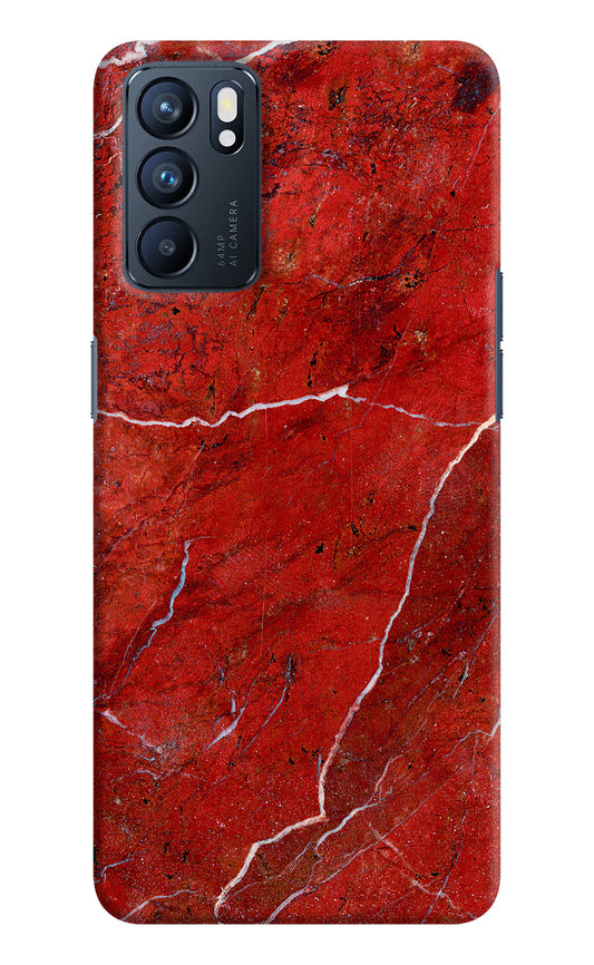 Red Marble Design Oppo Reno6 5G Hard Case Back Cover by Casekaro