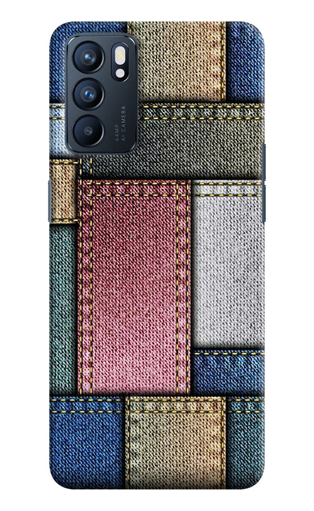 Multicolor Jeans Oppo Reno6 5G Hard Case Back Cover by Casekaro