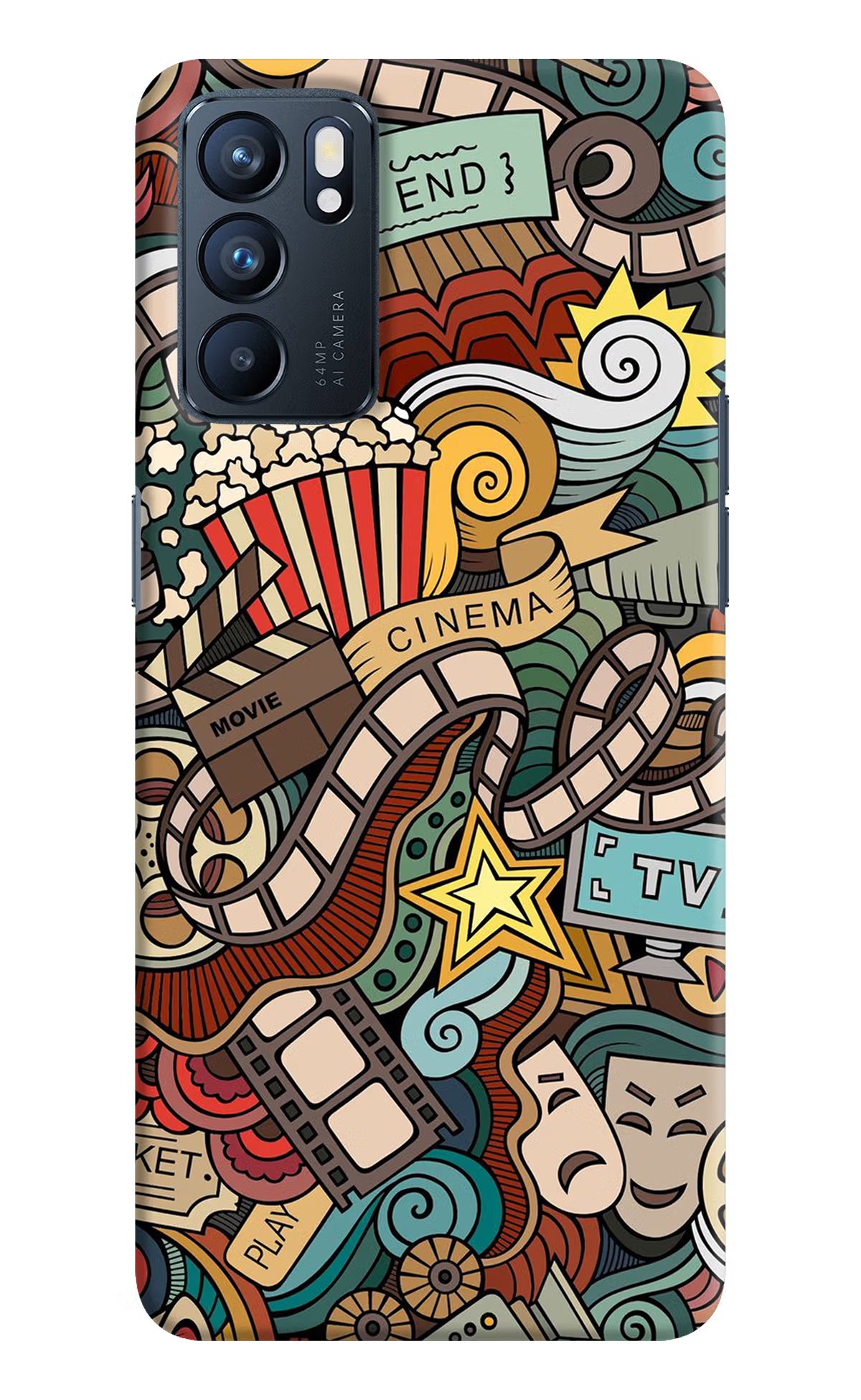 Cinema Abstract Oppo Reno6 5G Hard Case Back Cover by Casekaro