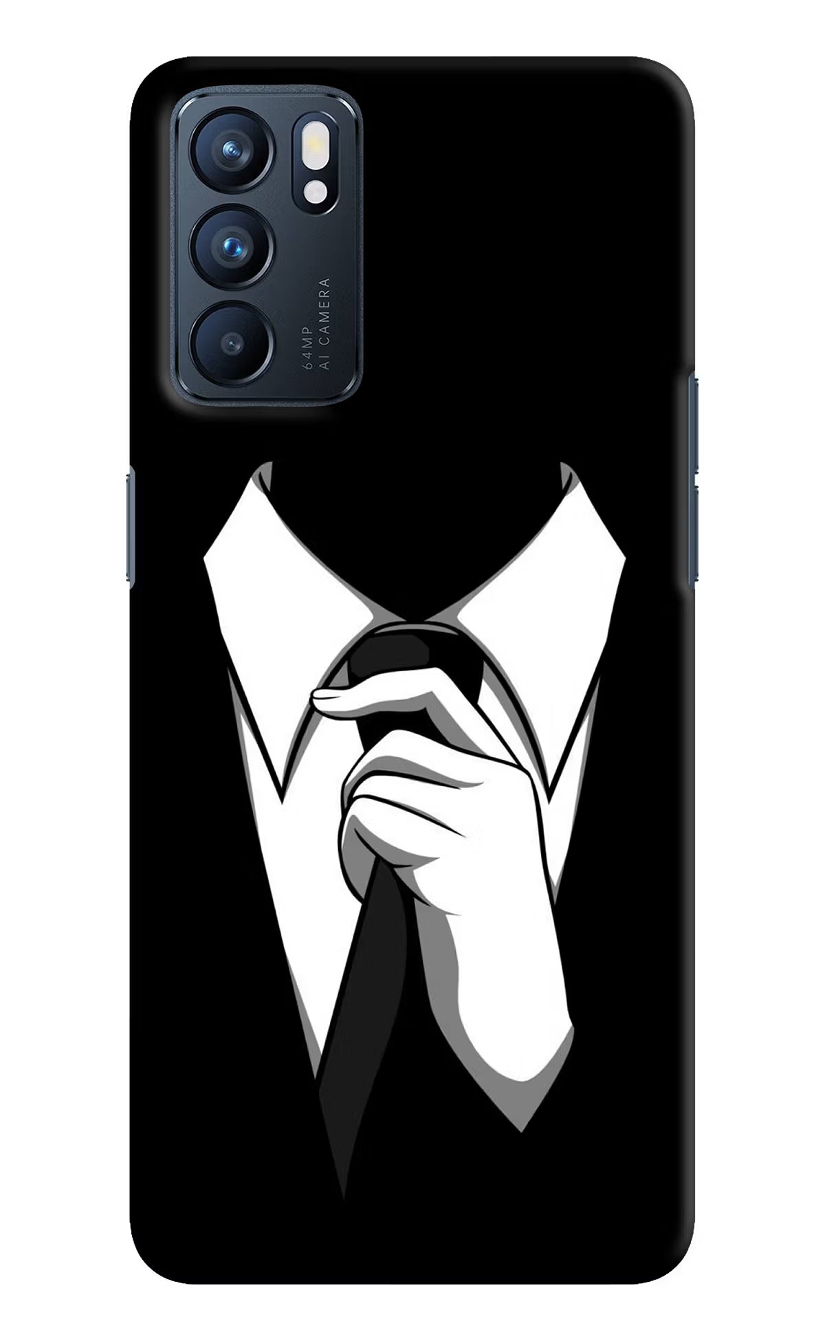 Black Tie Oppo Reno6 5G Hard Case Back Cover by Casekaro