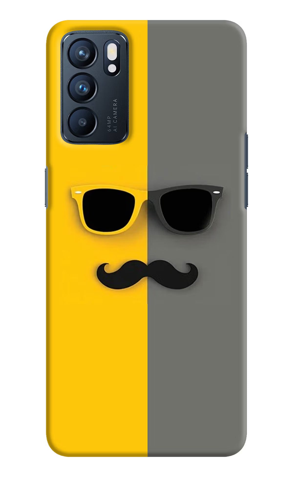 Sunglasses with Mustache Oppo Reno6 5G Hard Case Back Cover by Casekaro