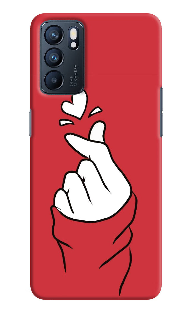 Korean Love Sign Oppo Reno6 5G Hard Case Back Cover by Casekaro