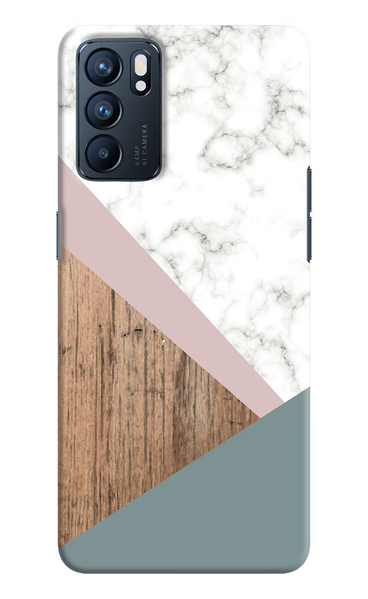 Marble wood Abstract Oppo Reno6 5G Hard Case Back Cover by Casekaro