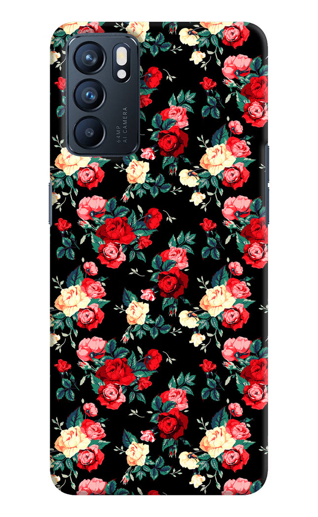 Rose Pattern Oppo Reno6 5G Hard Case Back Cover by Casekaro