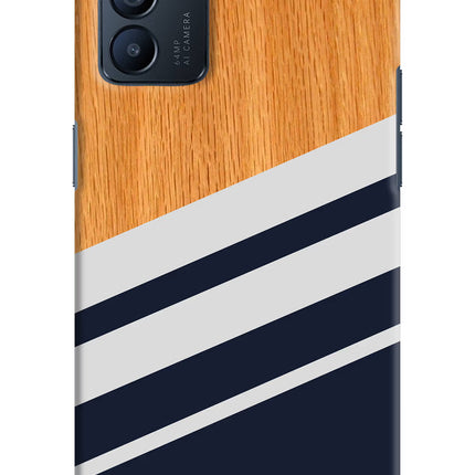 Blue and white wooden Oppo Reno6 5G Hard Case Back Cover by Casekaro