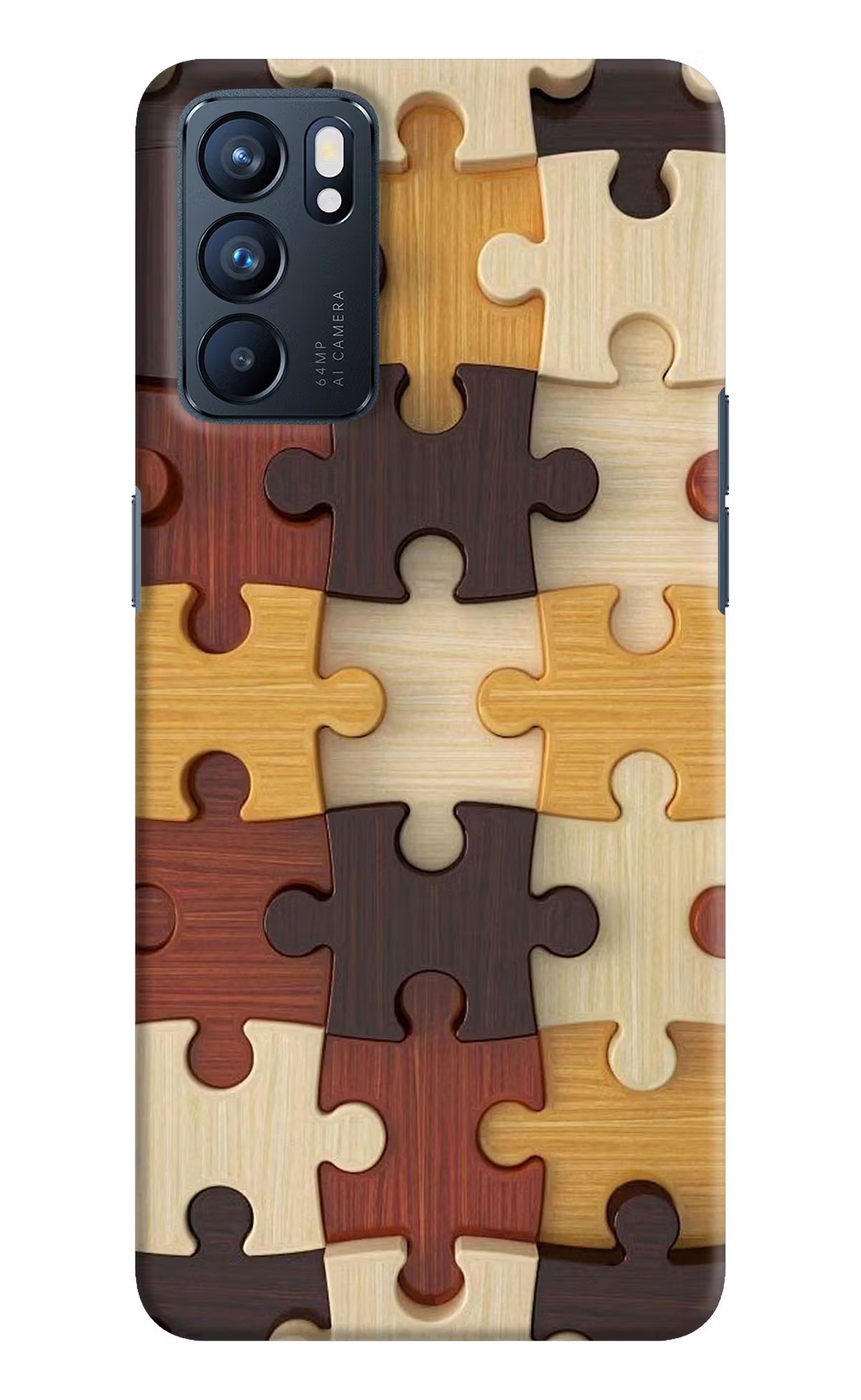 Wooden Puzzle Oppo Reno6 5G Hard Case Back Cover by Casekaro