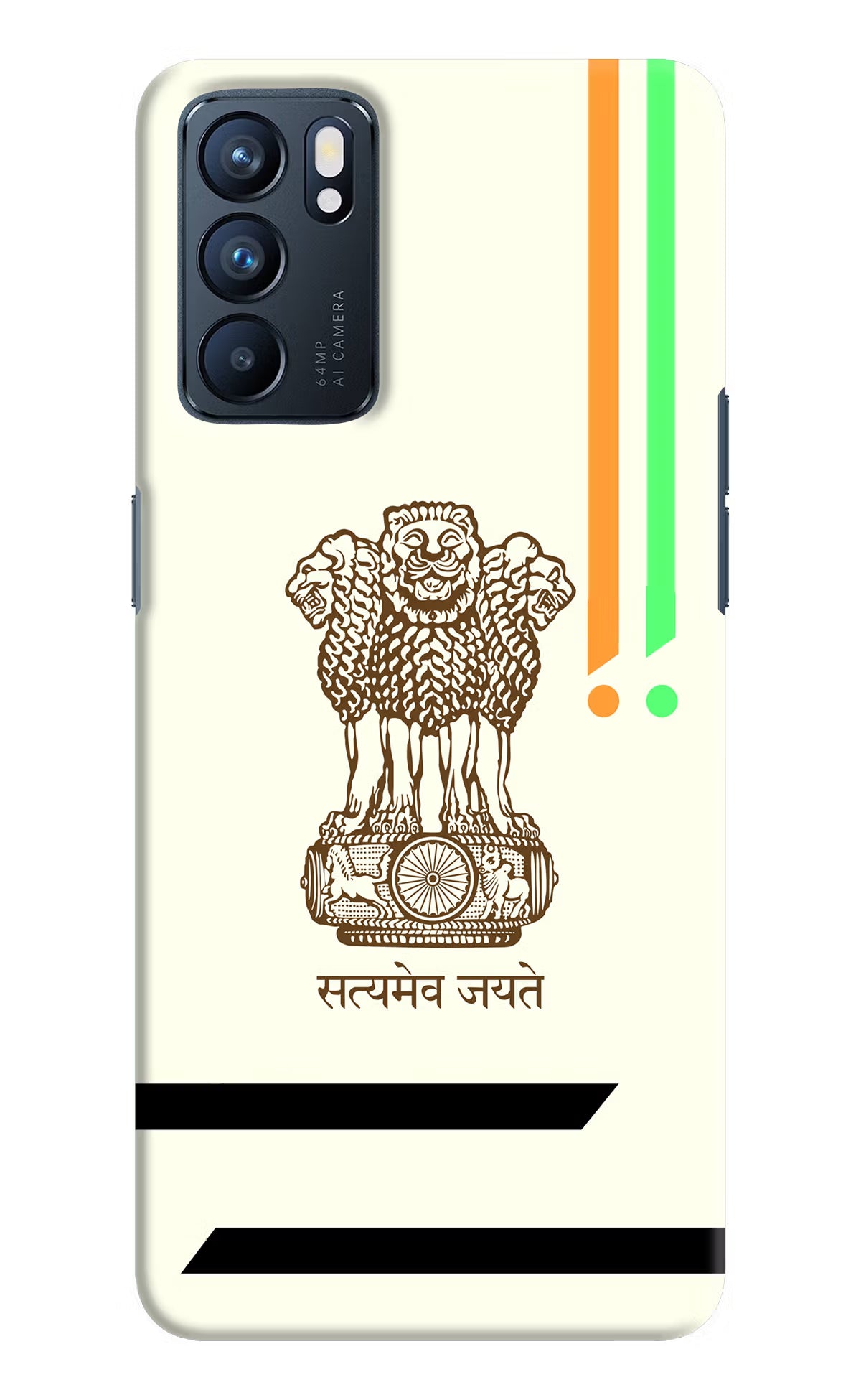 Satyamev Jayate Brown Logo Oppo Reno6 5G Hard Case Back Cover by Casekaro