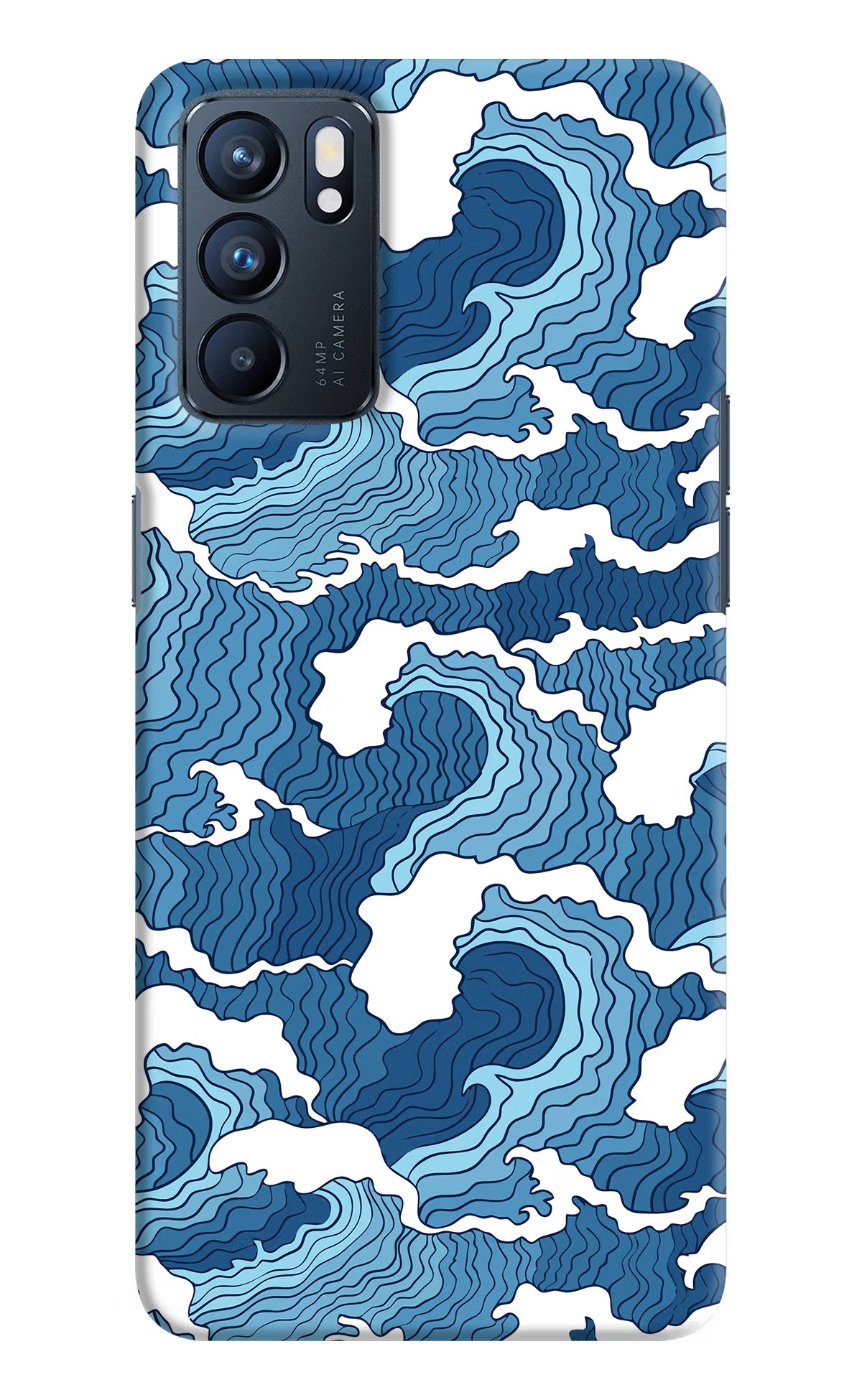 Blue Waves Oppo Reno6 5G Hard Case Back Cover by Casekaro