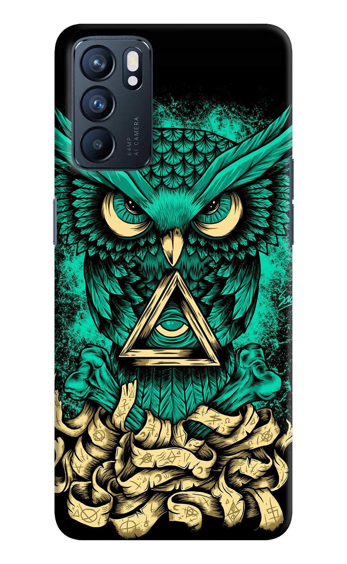 Green Owl Oppo Reno6 5G Hard Case Back Cover by Casekaro