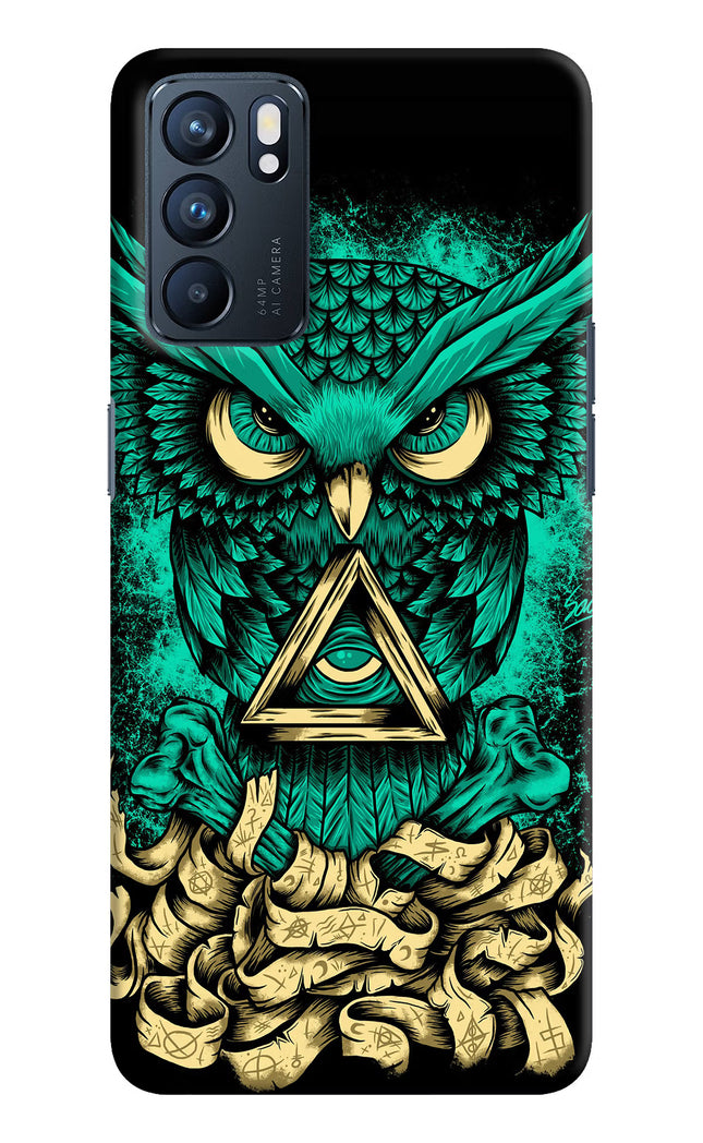 Green Owl Oppo Reno6 5G Hard Case Back Cover by Casekaro