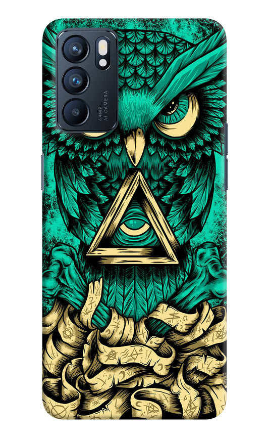 Green Owl Oppo Reno6 5G Hard Case Back Cover by Casekaro