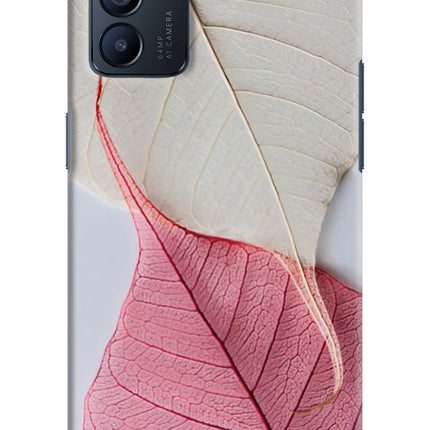 White Pink Leaf Oppo Reno6 5G Hard Case Back Cover by Casekaro