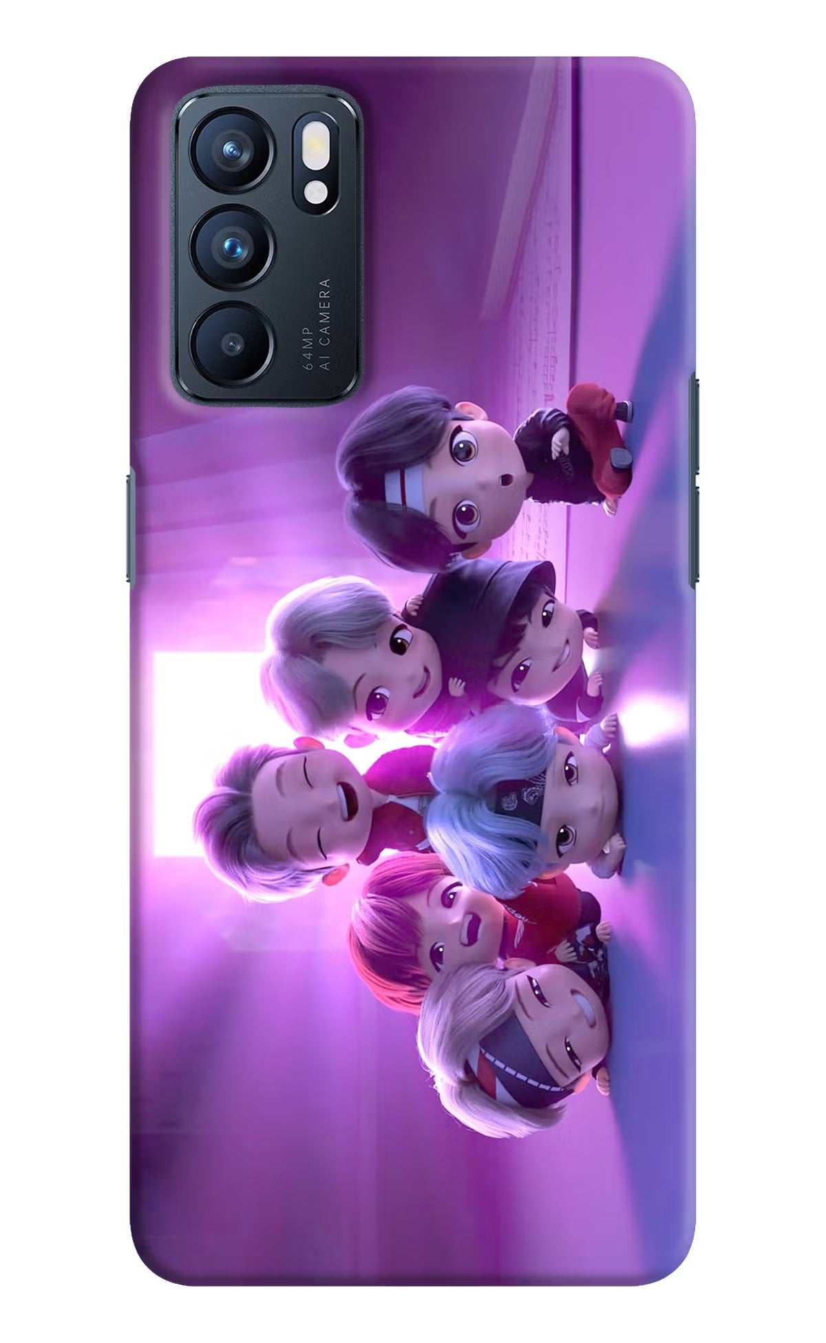 BTS Chibi Oppo Reno6 5G Hard Case Back Cover by Casekaro