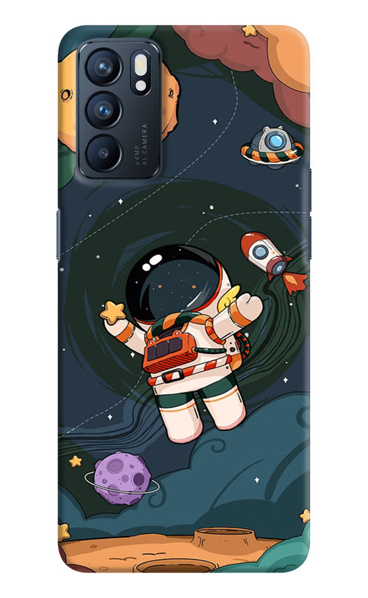 Cartoon Astronaut Oppo Reno6 5G Hard Case Back Cover by Casekaro