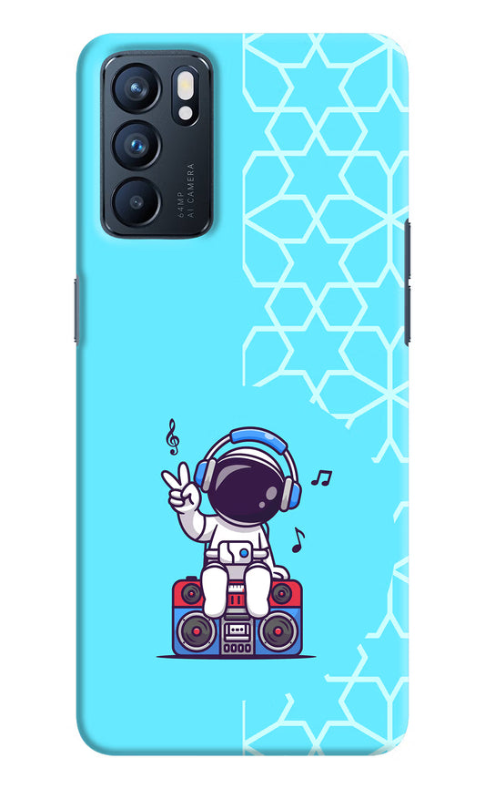 Cute Astronaut Chilling Oppo Reno6 5G Hard Case Back Cover by Casekaro