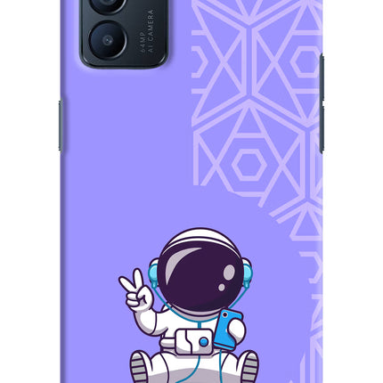 Cute Astronaut Chilling Oppo Reno6 5G Hard Case Back Cover by Casekaro