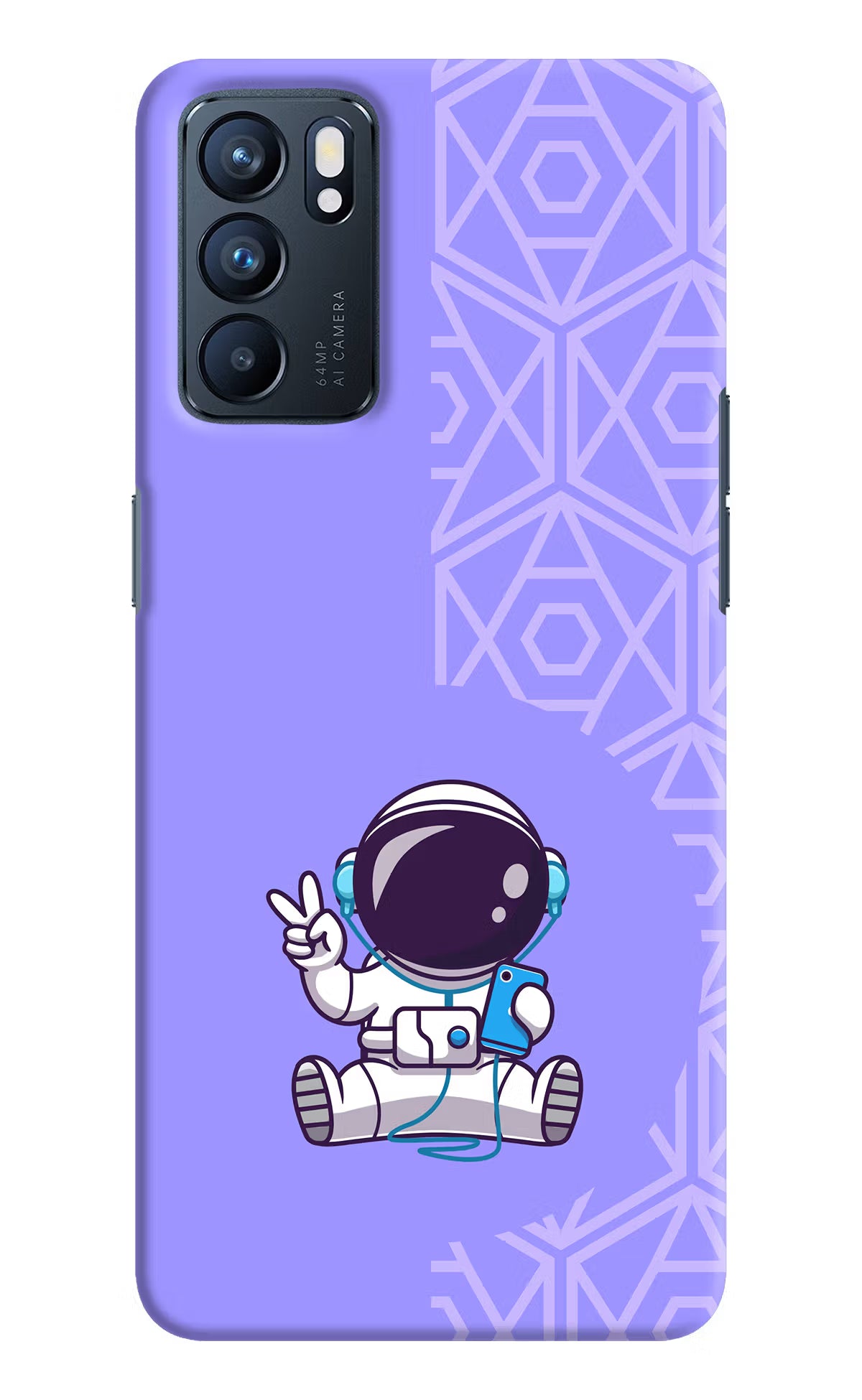 Cute Astronaut Chilling Oppo Reno6 5G Hard Case Back Cover by Casekaro