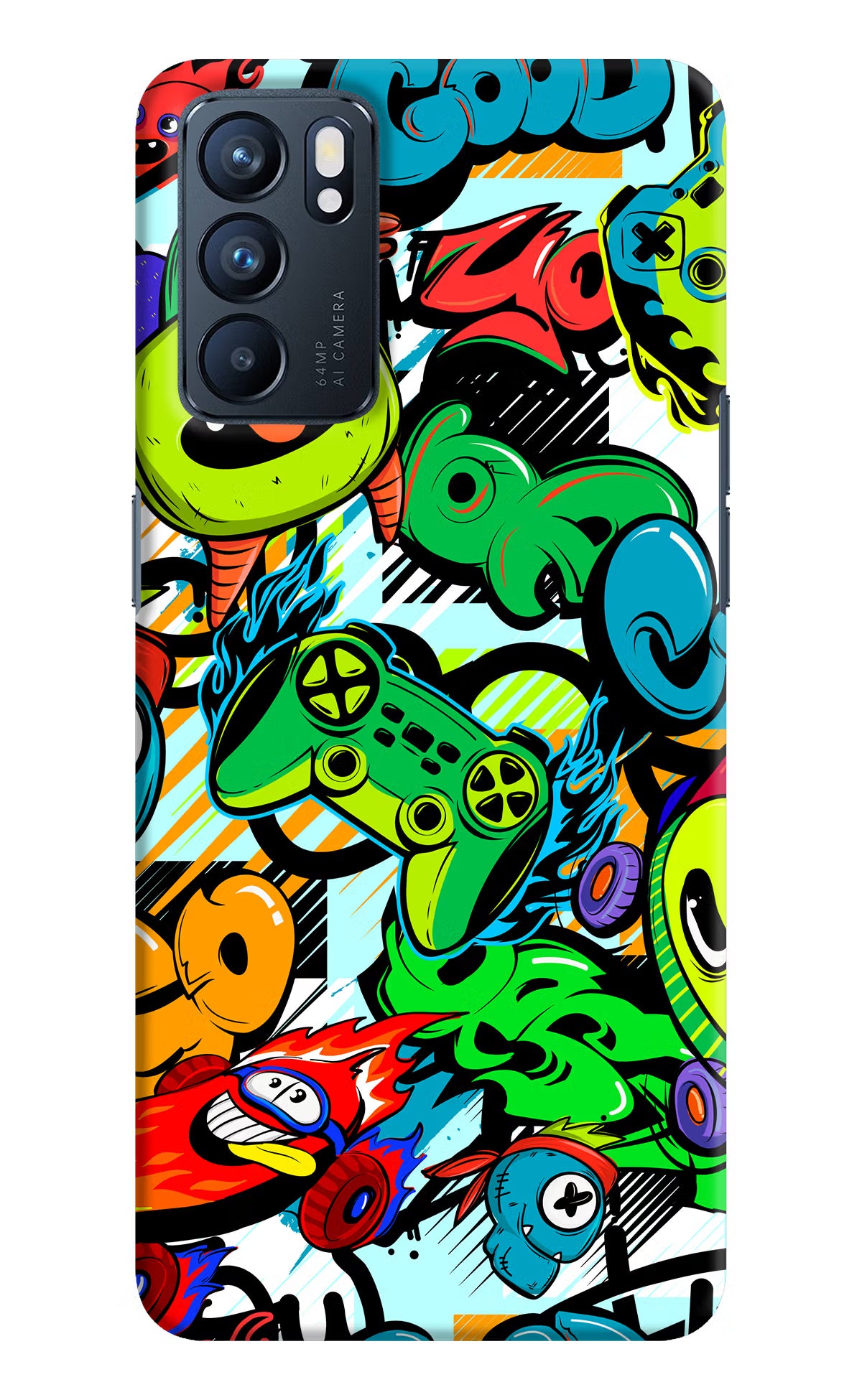 Game Doodle Oppo Reno6 5G Hard Case Back Cover by Casekaro