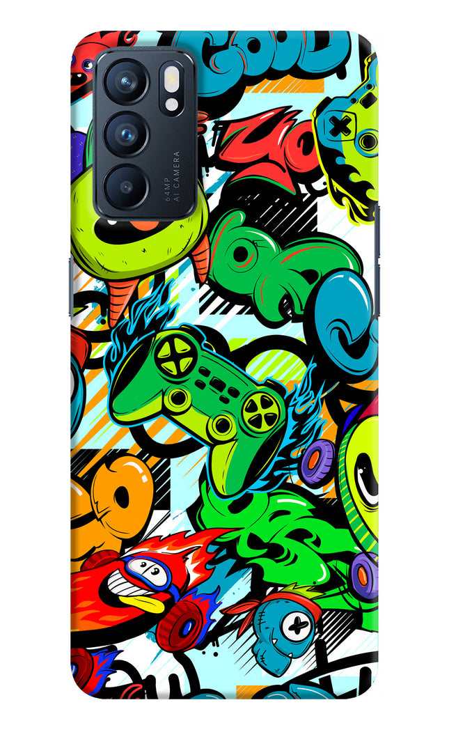 Game Doodle Oppo Reno6 5G Hard Case Back Cover by Casekaro