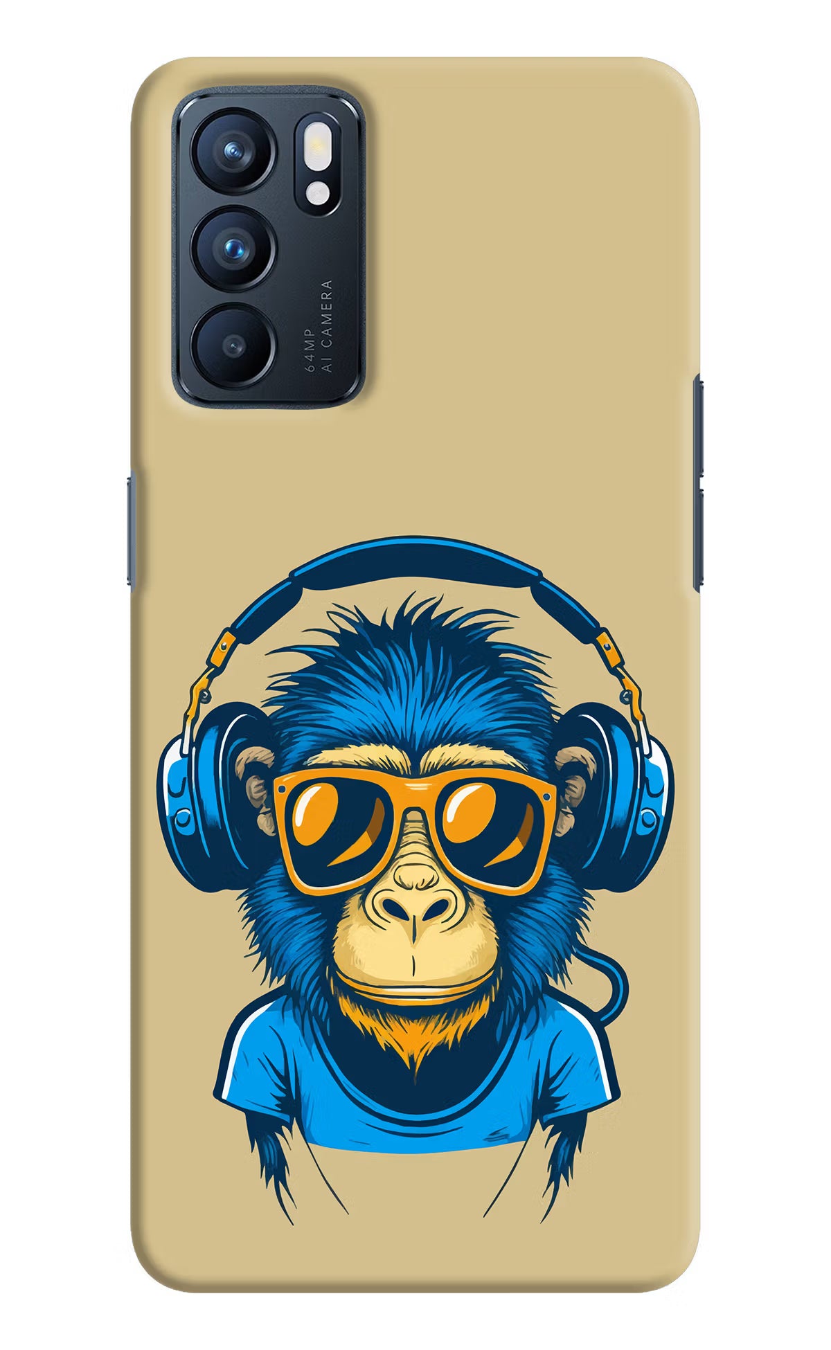 Monkey Headphone Oppo Reno6 5G Hard Case Back Cover by Casekaro