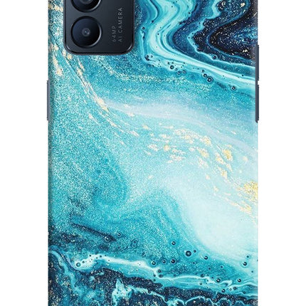 Blue Glitter Marble Oppo Reno6 5G Hard Case Back Cover by Casekaro