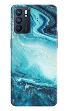 Blue Glitter Marble Oppo Reno6 5G Hard Case Back Cover by Casekaro
