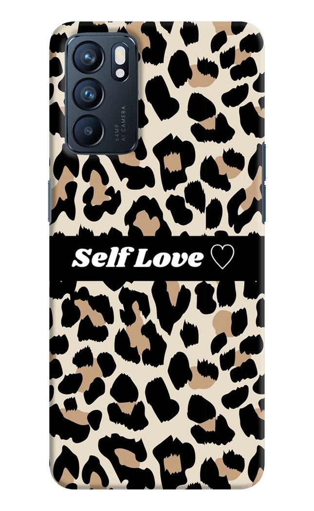 Leopard Print Self Love Oppo Reno6 5G Hard Case Back Cover by Casekaro