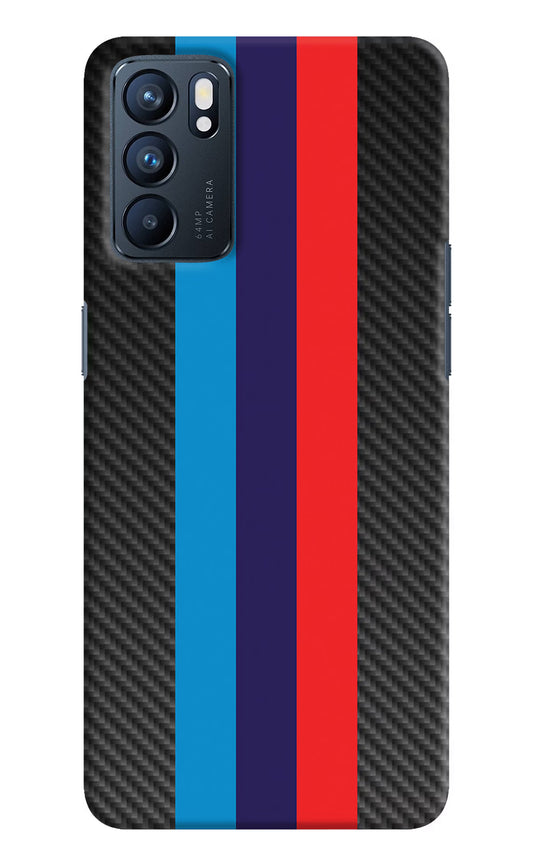 BMW Stripes Pattern Oppo Reno6 5G Hard Case Back Cover by Casekaro