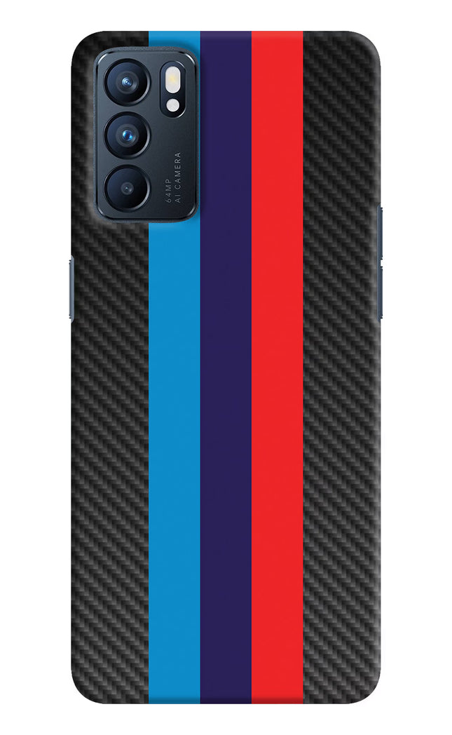 BMW Stripes Pattern Oppo Reno6 5G Hard Case Back Cover by Casekaro