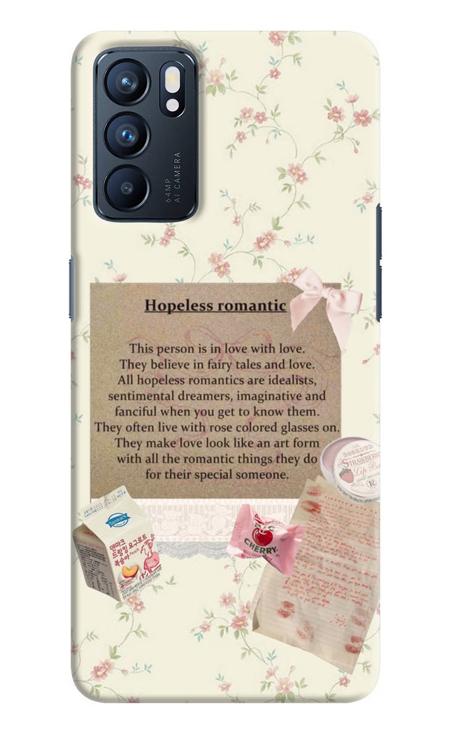 Hopeless Romantic Oppo Reno6 5G Hard Case Back Cover by Casekaro