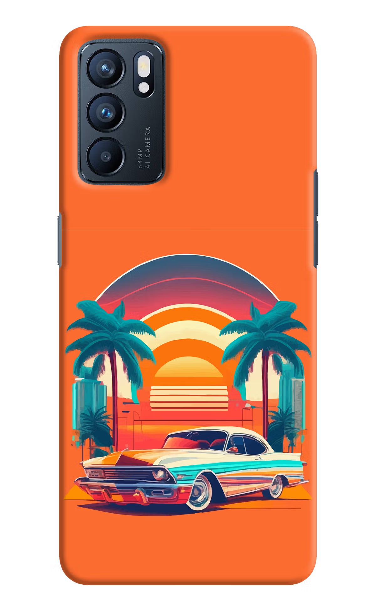 Palm Drive 80s Oppo Reno6 5G Hard Case Back Cover by Casekaro